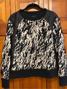 rag & bone Black and Cream Abstract Knit Top